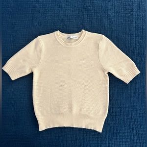 Zara - cream woven short sleeve sweater - Size M